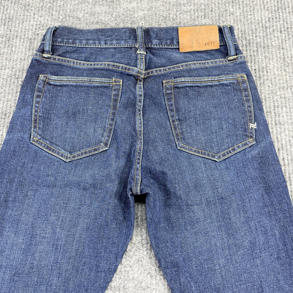 AE77 Classic‎ Selvedge Jeans Mens 27x30 Blue Medium Wash Straight Stretch Denim - Picture 9 of 16